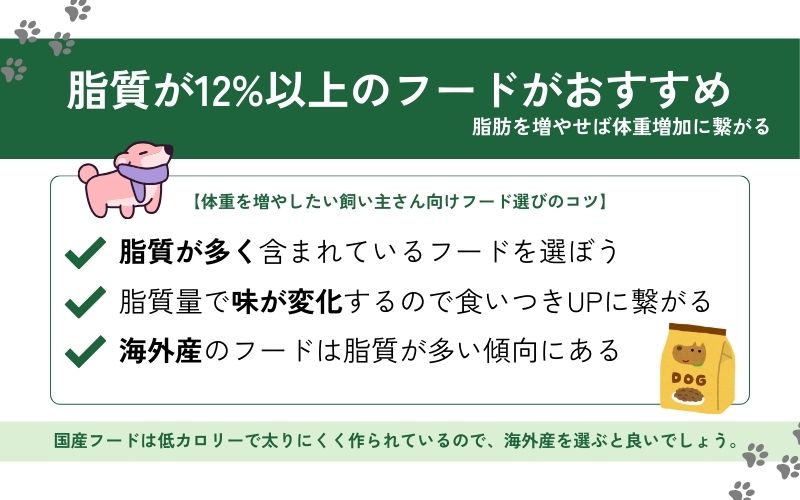 脂質が高いフードを選ぶ