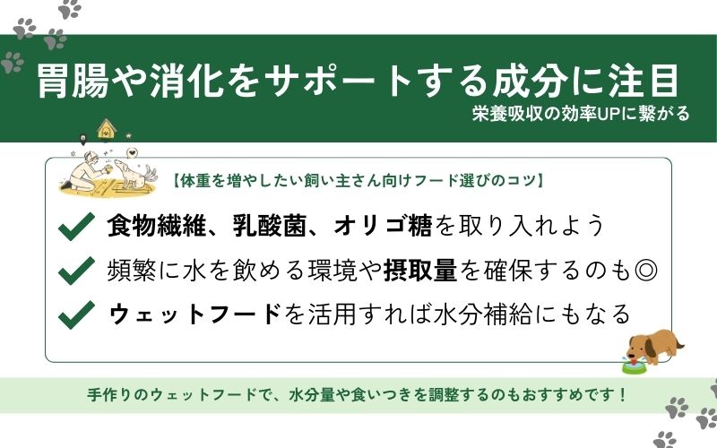消化サポート成分が豊富なフードを選ぶ