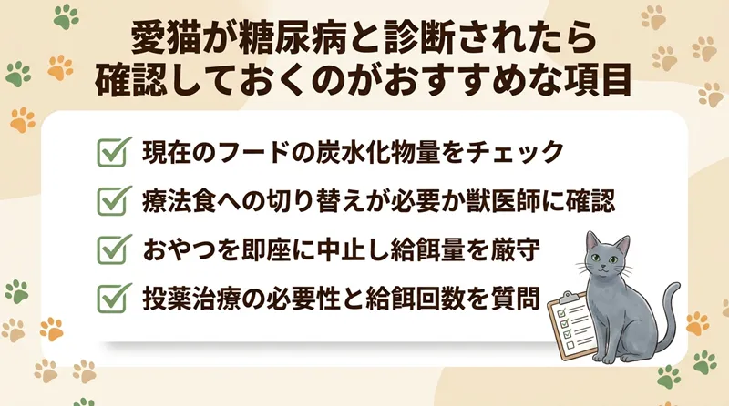 【キャットフードの前に】愛猫が糖尿病と診断されたら確認しておくのがおすすめな項目