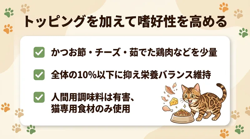 トッピングを加えて嗜好性を高める