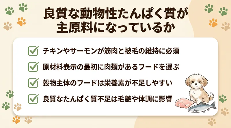 良質な動物性たんぱく質が主原料になっているか