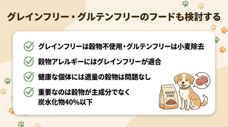 グレインフリー・グルテンフリーのフードも検討する