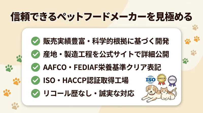 信頼できるペットフードメーカーを見極める