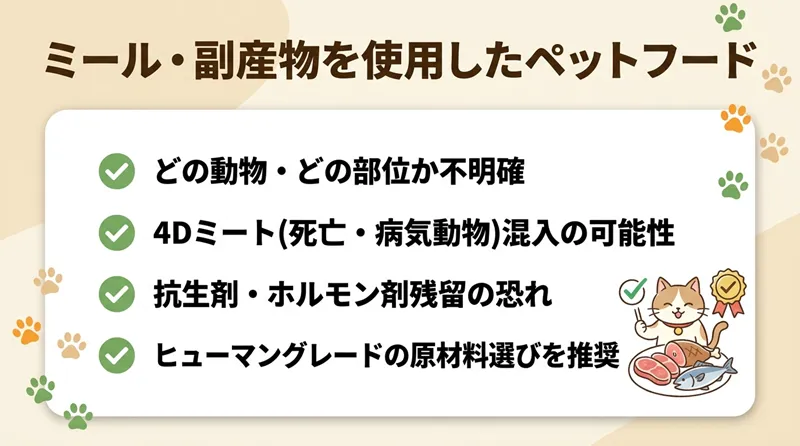 ミール・副産物を使用したペットフード