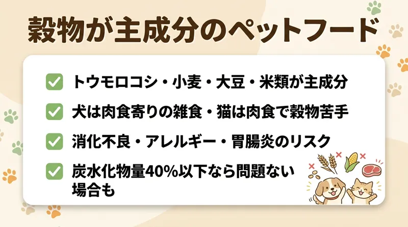 穀物が主成分のペットフード