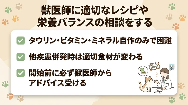 獣医師に適切なレシピや栄養バランスの相談をする