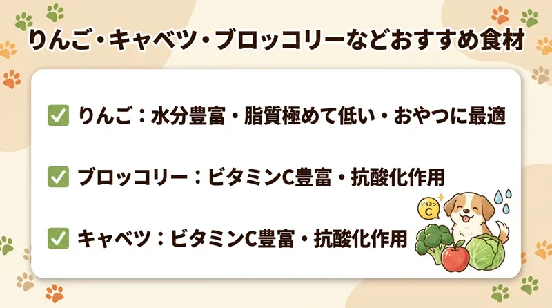 りんご・キャベツ・ブロッコリーなどおすすめ食材