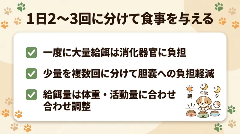 1日2〜3回に分けて食事を与える