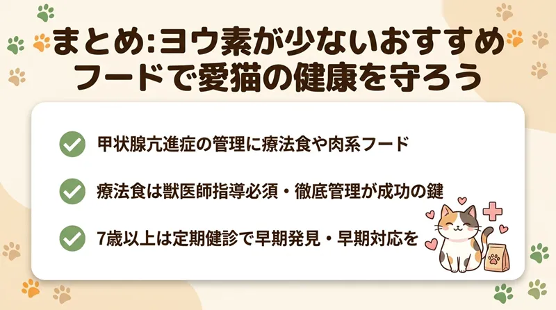 まとめ:ヨウ素が少ないおすすめフードで愛猫の健康を守ろう
