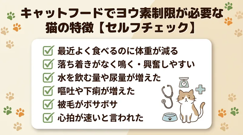 キャットフードでヨウ素制限が必要な猫の特徴【セルフチェック】